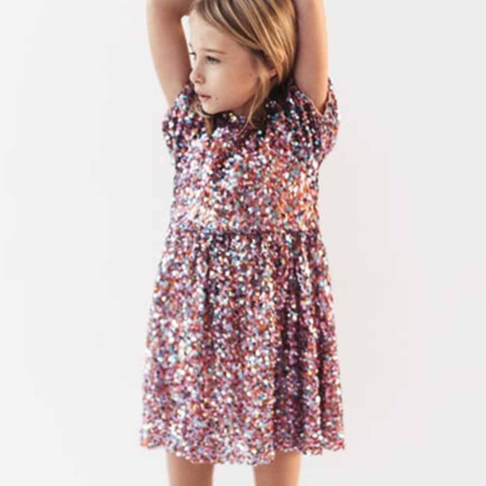 Zara Multicolor pink Sequin girl Dress
